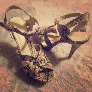 Open toe Faux Snakeskin Heels